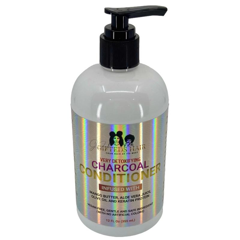 Gifted Cosmetics Charcoal Conditioner - Detoxifying Organic Haircare Cleanser with Mango Butter, Aloe Vera Juice, and Keratin Protein