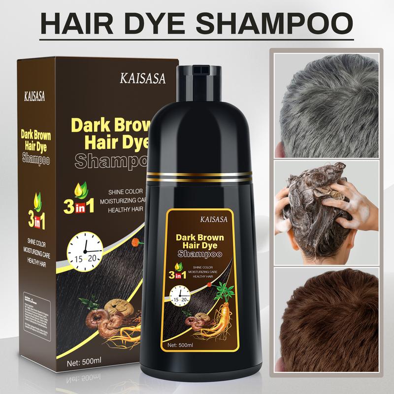 KAISASA Dark Brown Hair Dye Shampoo-Various colors available,3 in 1 Natural Hair Color Shampoo with Herbal Ingredients,Plant Haircare,  black hairdye