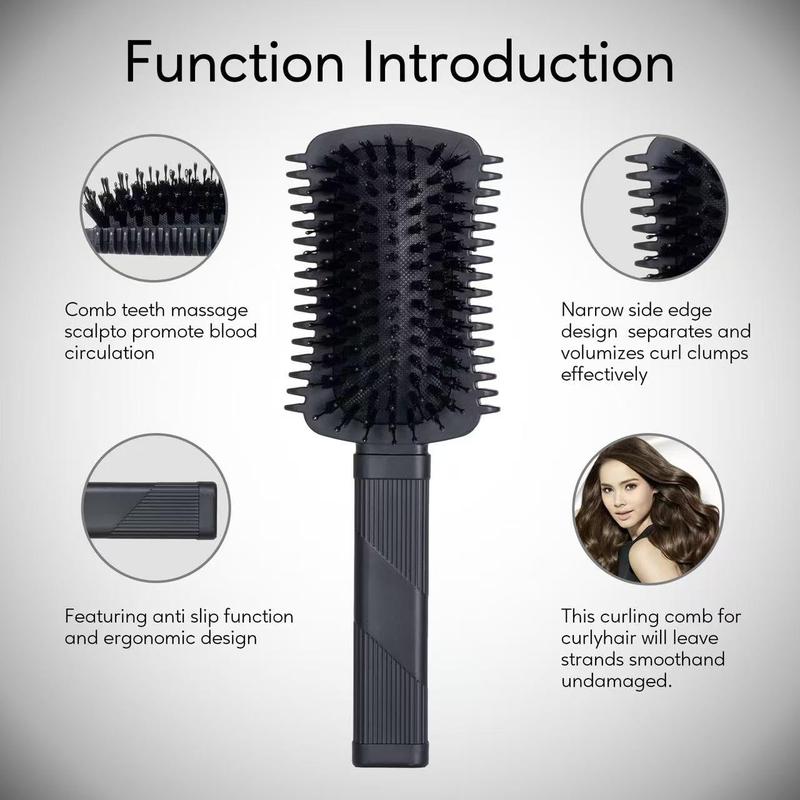 Curly Hair Brush Volume, Curl Defining Brush, Curly Volume Brush, Shaping and Styling Women's Men's Curls (Black 1PC) Haircare Heatless