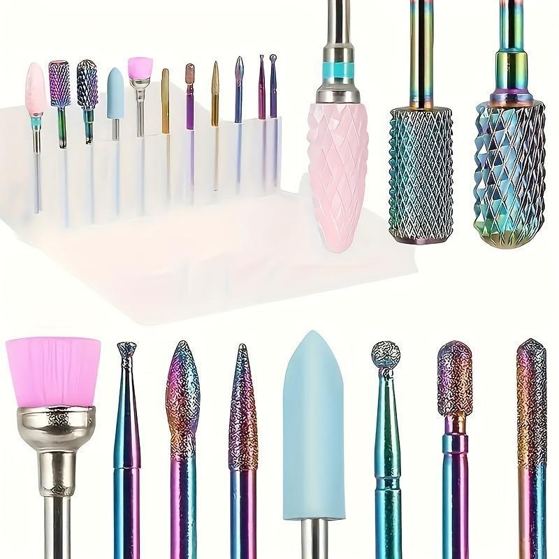 Professional Nail Drill Bits Set, 11pcs set Tungsten Carbide Nail Drill Bits, Poly Gel Cuticle Remove Manicure Pedicure Shaping Tools