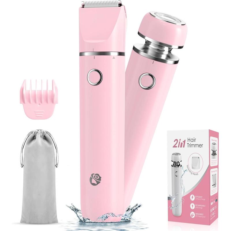 Bikini Trimmer and Shaver Kit for Women - 2-in-1 Wet Dry Electric  Hair Trimmer Facial Hair Removal Cordless  Bikini Shaver Razor for  Lip Chin Pubic Underarm