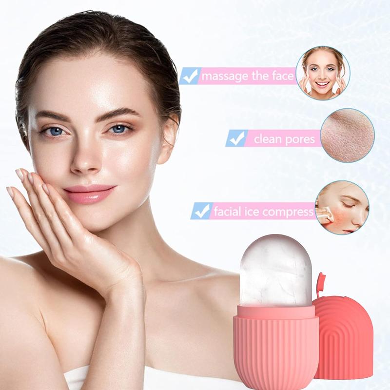 Ice Face Roller, Reusable Silicone Mold Face Massage Eye Facial Beauty Skin Care Tools Apply Ice for Shrink Pores Anti Wrinkle Reduce Puffiness Improve Skin Elasticity Comfort