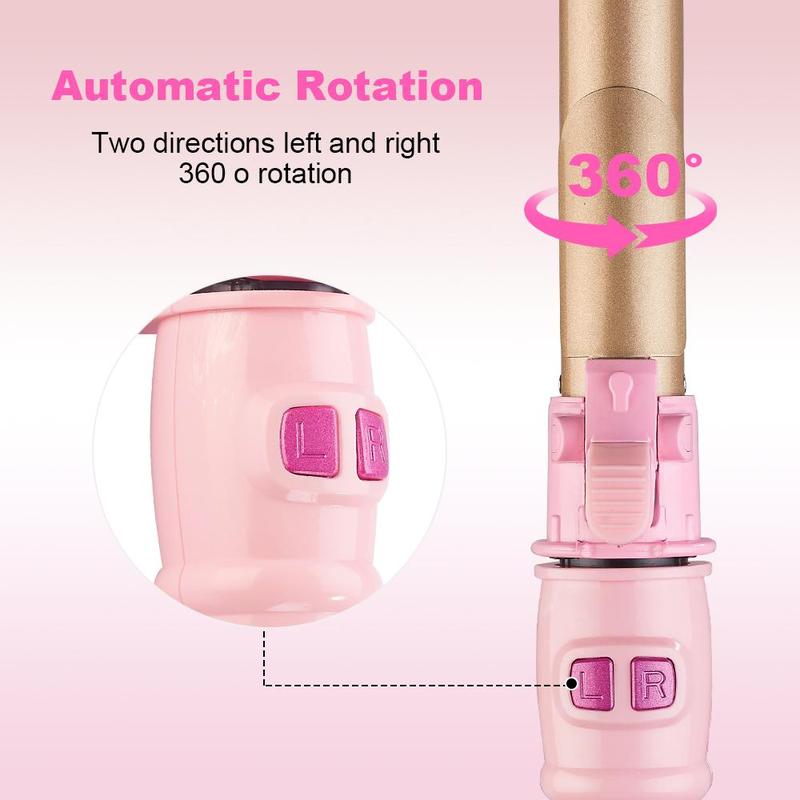 Automatic Rotating Hair Curler, Electric Heated Hair Curling Iron with LCD Display, Portable Hair Styling Tool for Home & Salon Use