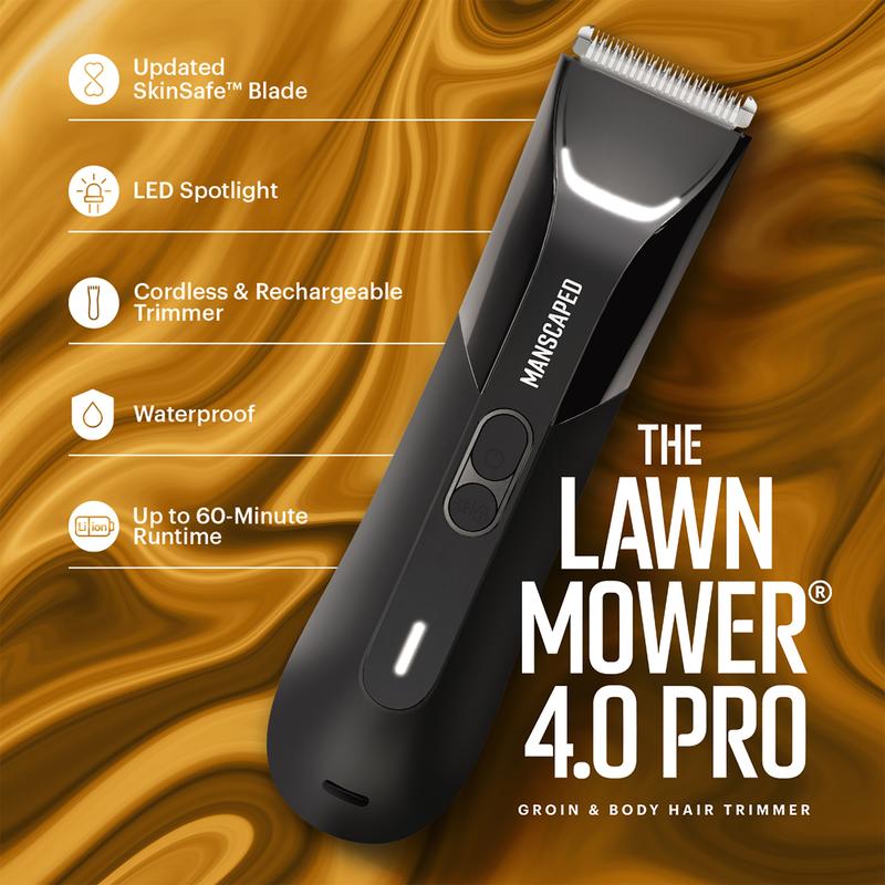 MANSCAPED® The Lawn Mower® 4.0 PRO - Groin & Body Hair Trimmer, Updated SkinSafe® Trimmer Blade, Waterproof Wet Dry Groomer, USB-C & Wireless Charging Compatible, Men’s Ball Shaver with Travel Lock Comfort Adjustable