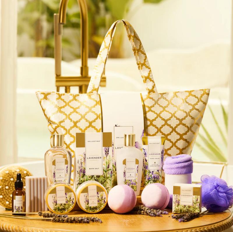 Lavender Fashion Bath Set Tote Sunflower Seed Oil Vitamin E Shower Set Mother's Day Gift Home Spa Gift Set