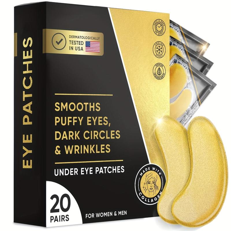 24k Golden Under Eye Patches (20 Pairs Box), Eye Mask, Collagen Skin Care Products, Firming And Moisturizing Eye Patches Comfort