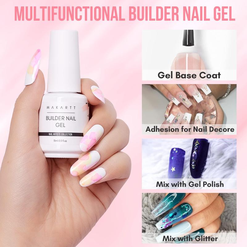 Makartt 7-in-1 Builder Nail Gel, 15ml - Multifunctional Gel for Nail Repair, Strengthening, Extensions, Base Coat Nail Art Nail Care