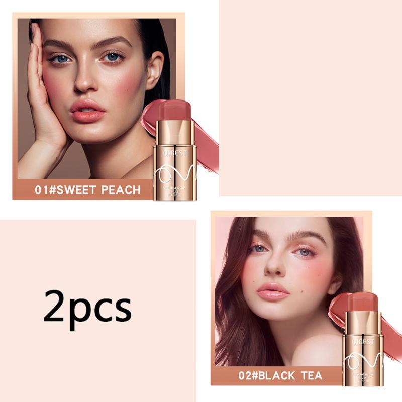 Long Lasting Blush Stick Set, 2pcs Anti-smudge Blush Stick, Lightweight Blush, Facial Contouring Cosmetics