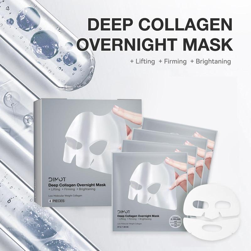 Collagen Overnight Mask, 4 Counts box Moisturizing Facial Hydrogel Masks, Facial Skin Care Products for Elasticity, Firming, and Moisturizing