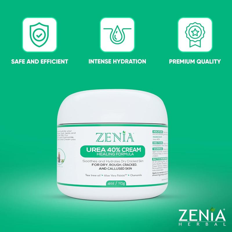 Zenia Urea 40% Foot Cream Healing Formula 4 oz With Pumice Stone - Hydrate and Moisturize Dry, Rough, Cracked & Callused Skin