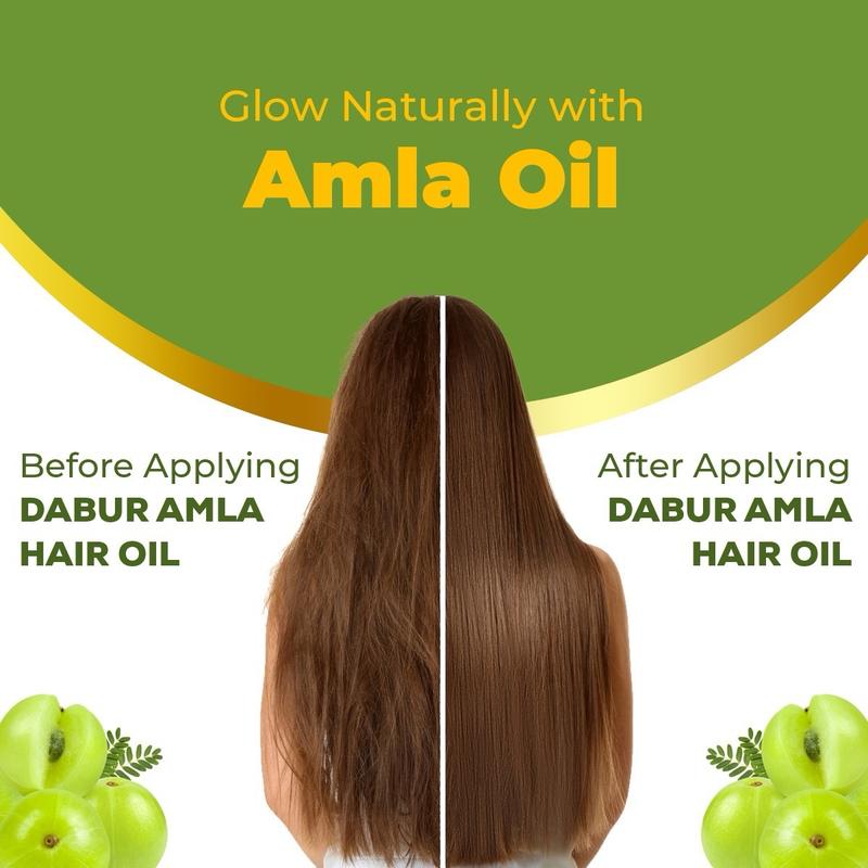 Dabur Amla Hair Oil - Amla Oil, Amla Hair Oil, Amla Oil for Healthy Hair and Moisturized Scalp, Indian Hair Oil for Men and Women, Bio Oil for Hair, Natural Care for Beautiful Hair Moisturizing Hydrating Moisture Comfort Smooth Haircare Lightweight