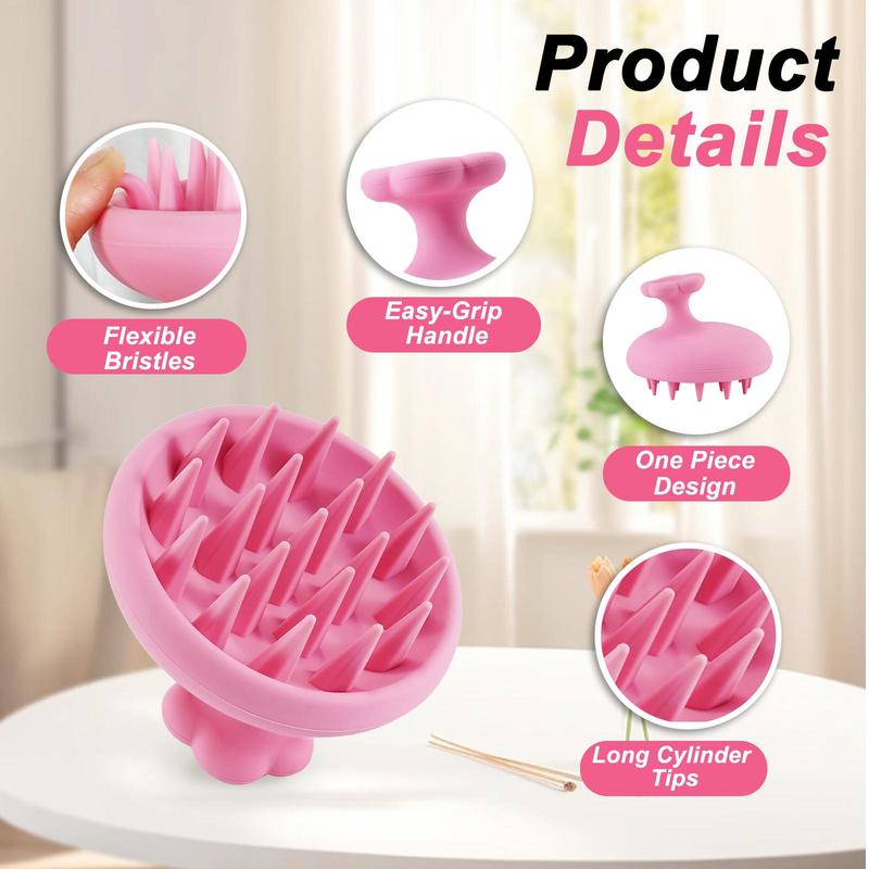 Silicone Scalp Massage Comb, Solid Color Soft Scalp Massager for Home & Travel, Hair Care & Styling Tool for Women & Men