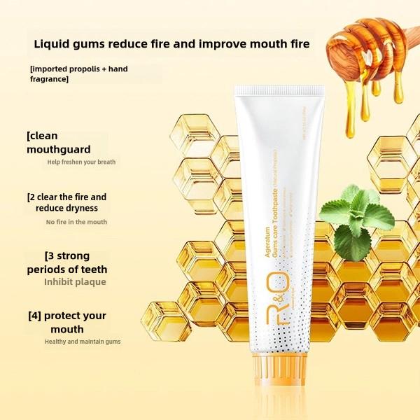 R&O propolis and mint toothpaste, 3.4 ounces (about 100.1 grams) - very suitable for oral inflammation, targeting swollen and painful gums and fragile oral cavity, lasting fresh breath, reducing dental plaque and promoting oral health.