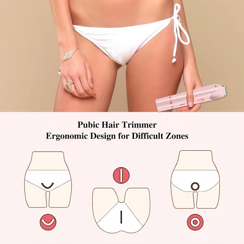 Electric Bikini Trimmer for Women, 1 Box Rechargeable 2 in 1 Body & Facial Hair Removal Tool for Christmas Gift, Waterproof Wet & Dry Use Trimmer for Women