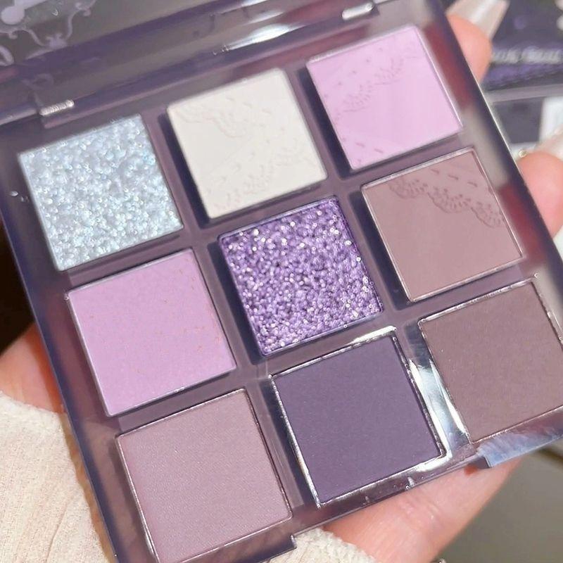 9 Color Purple Tones Eyeshadow Palette, Matte and Glitter Shimmering Eye Shadow Makeup Palette, High Pigmented Colorful Eye Makeup Products for Daily and Party, Christmas Gift