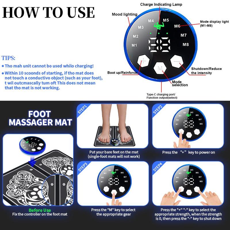 Electric Foot Massager, 1 Set Foot Blood Circulation Massager, Foot Muscle Relaxation Stimulator, Professional Foot Massage Tool for Home & Travel