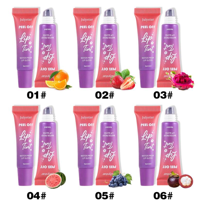 Fruity Peel Off Lip Tint, 1 Box Long Lasting Lip Gloss, Waterproof Peel Off Lip Stain, Lip Makeup Product for Women & Girls, Christmas Gift