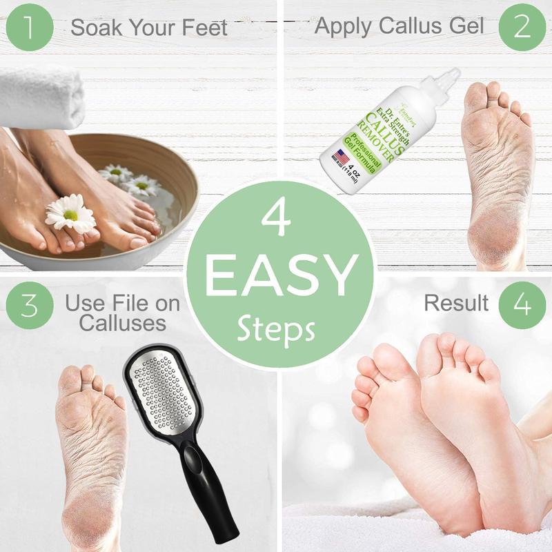 Callus Remover Gel & Foot File: Extra Strength Callus Remover for Feet, Foot Callus Remover Care, Pedicure Tools Supplies, Spa Kit, Dead Skin Scrubber, 4 oz