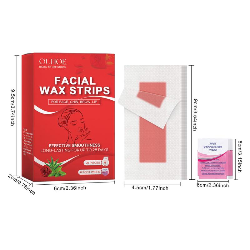 Rose Facial Wax Strips, 1 Box Gentle Facial Hair Removal Wax Strips, Facial Hair Removal Product for Women, Hair Removal Tool for Face, Chin, Brow, Lip