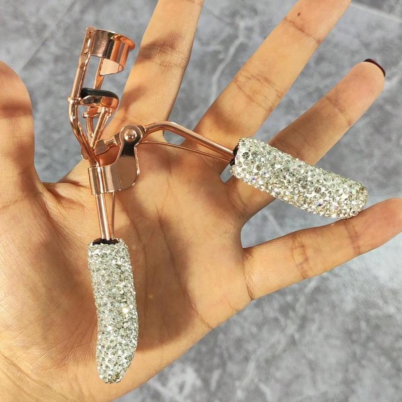 Artificial Diamond Decor Wide Angle Eyelash Curler, Durable & Portable Eyelash Curler, Professional Makeup Tools for Women