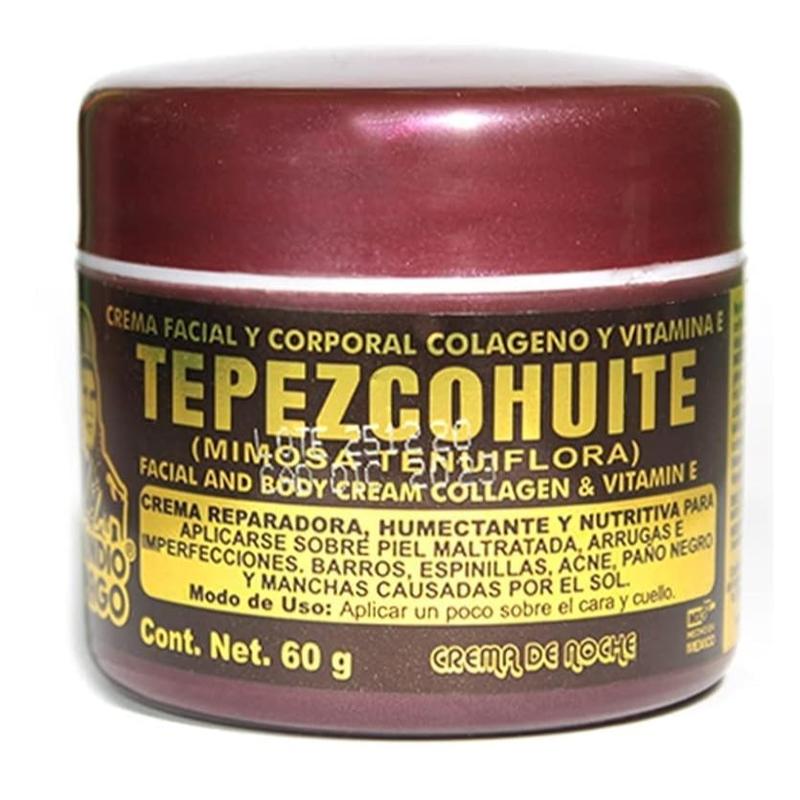 Del Indio Papago Facial Night Skin Cream with Tepezcohuite 60g Small - Hydrates the skin - Crema Tepezcohuite Original, Tepezcohuite Cream from Mexico, Crema de Tepezcohuite para la cara