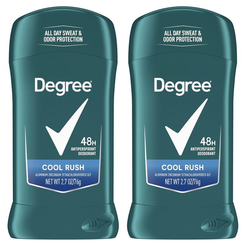 Degree Men Original Antiperspirant Deodorant Cool Rush Twin Pack 48-Hour Sweat & Odor Protection Antiperspirant for Men 2.7 Oz Unilever