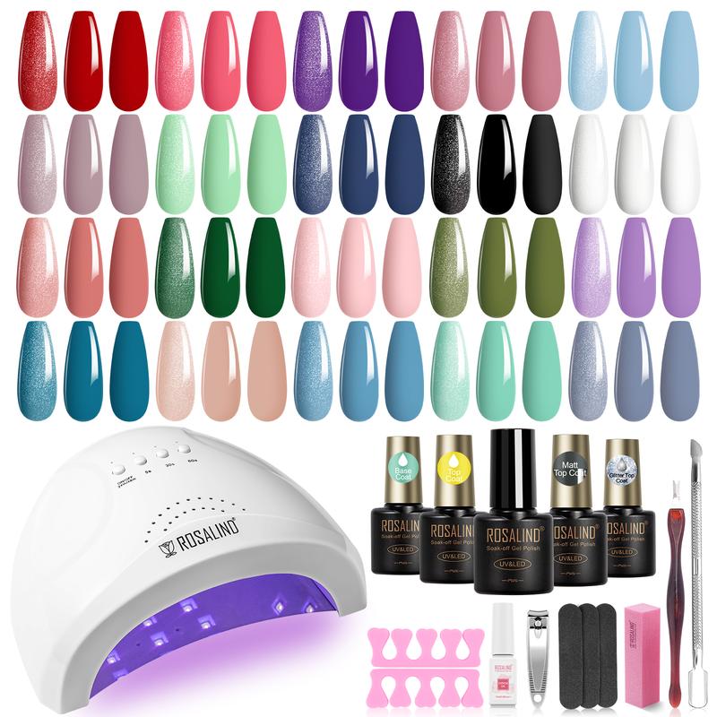 ROSALIND 32PCS Gel Nail Polish Kit with U V Light, 20 Colors Nail Gel Polish Kit with Base Top Coat Gel Nail art Set DIY at Home Manicure Kit