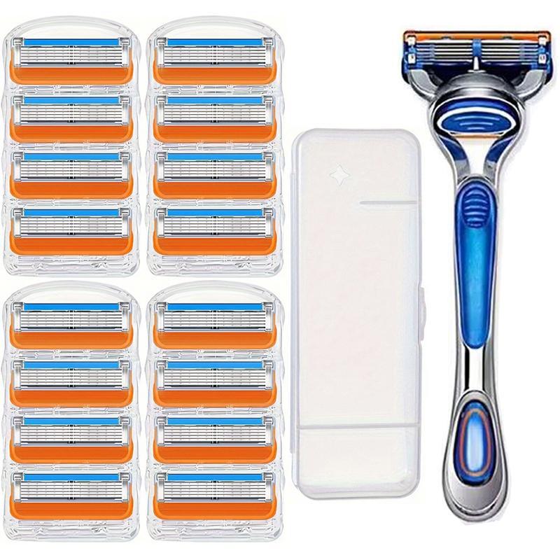 Men's Professional Razor Blade Set, 1 Count Razor Holder & Razor Blades, Wet and Dry Use Men's Daily Care Tool, Great for Travel, Daily Use