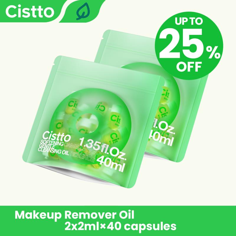 Cistto Natural Cleansing Oil – Best for Sensitive & Acne-Prone Skin, Waterproof Makeup Remover Oil – Nourishing & Gentle!, Travel-Friendly  2ml*20 Capsules, Antioxidant Fresh-Seal, Non-comedogenic ，Fragrance and Colorant Free！