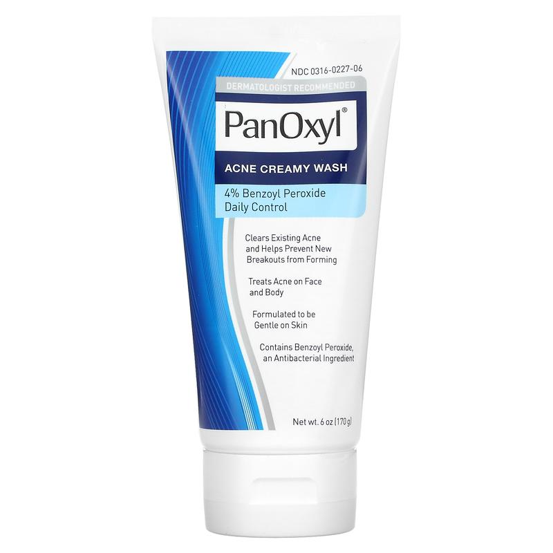 PanOxyl Acne Creamy Wash, Benzoyl Peroxide 4% Daily Control,  6 oz (170 g)