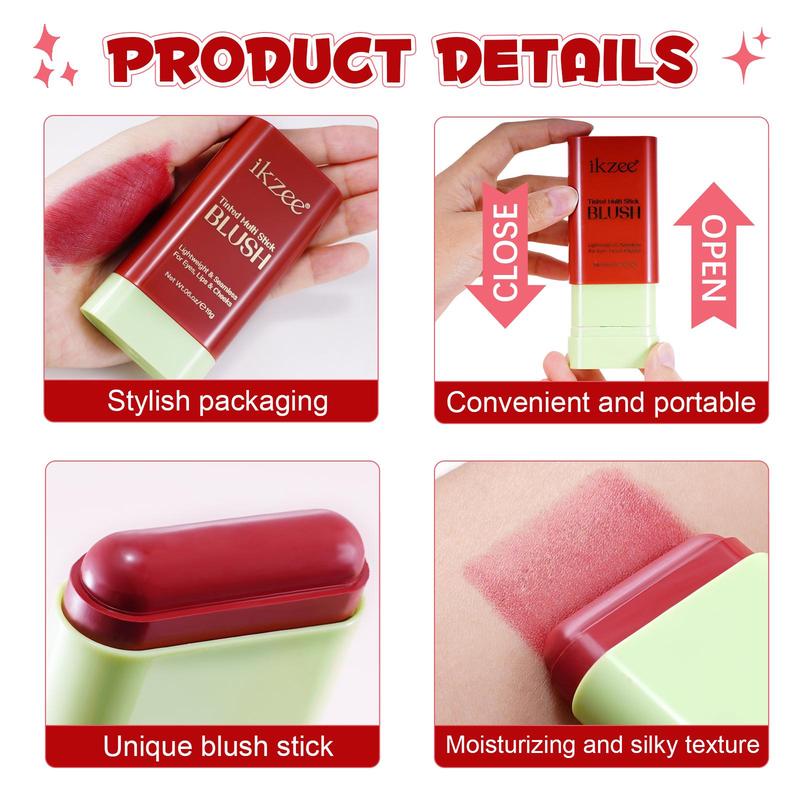 Long-lasting Blush Stick, 1 Box Multifunctional Blush for Cheeks, Lips, Eyes, Waterproof Blush Stick, Natural Look Blush for Daily Makeup, Christmas Gift