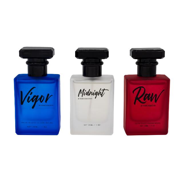 RawChemistry Oil-Based Cologne Gift Set for Men - Raw, Midnight, and Rigor Scents