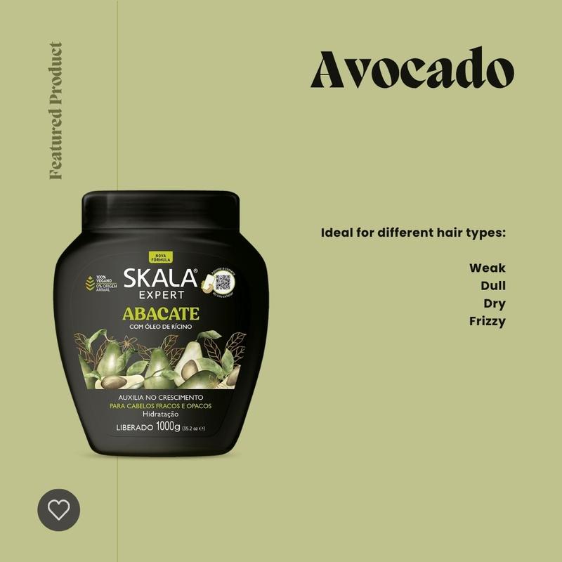 Skala 2 in 1 Avocado Hair Treatment Conditioning Cream for Dull and Weak Hair Mask Conditioner Vegan Haircare Oil Shampoo