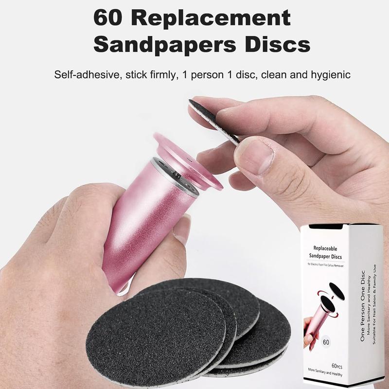 Electric Foot Callus Remover,Speed Adjustable Professional Pedicure Machine with 60 PCS Replacement Sandpaper Disks and Brush,Foot Care Tool to Remove Dry, Dead,Hard,Cracked Skin&Calluses Aluminum Manicure Nail Nail Care  Nail Art Cutics