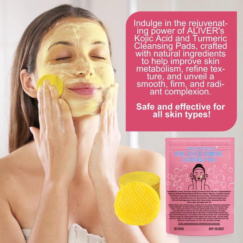 Turmeric Cleansing Exfoliating Pads Facial Cleansing Skincare Comfort Turmeric & Ginger Cleansing Pads, Christmas gifts, 30pcs