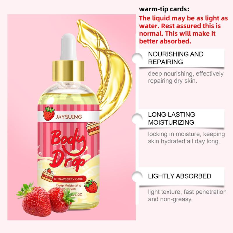 Strawberry Cake Body Oil, Deep Moisturizing & Nourishing Body Massage Oil, Hydrating Body Care Product for Women & Girls