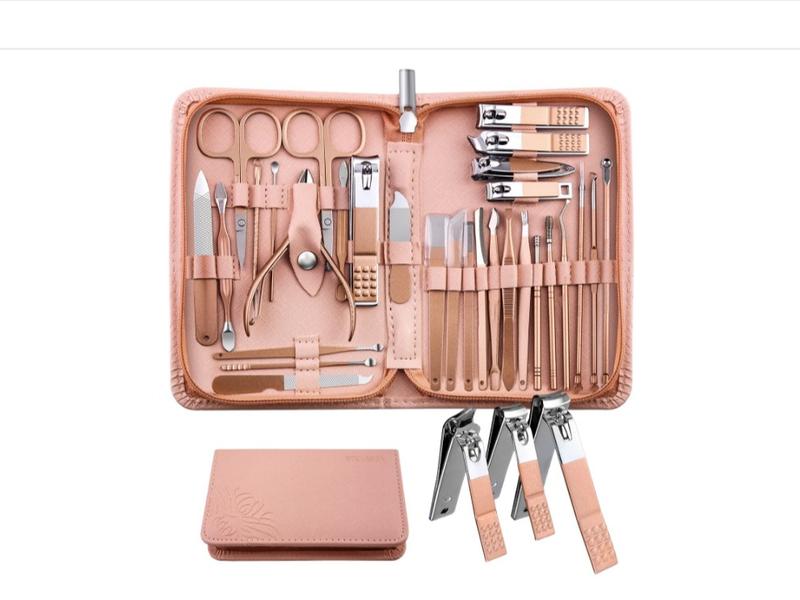 Manicure Set Pedicure Kit - 30 in 1 Nail Kit Professional Stainless Steel Nail Care Kit for Women - Pink