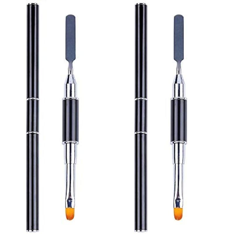 2 Pack of Polygel Brush and Picker Dual-Ended 2 IN 1 Design Stainless Steel Gel  Brush Polygel Slice Tool for PolyGel UV Gel  Nails Extension Quick Building Gel by