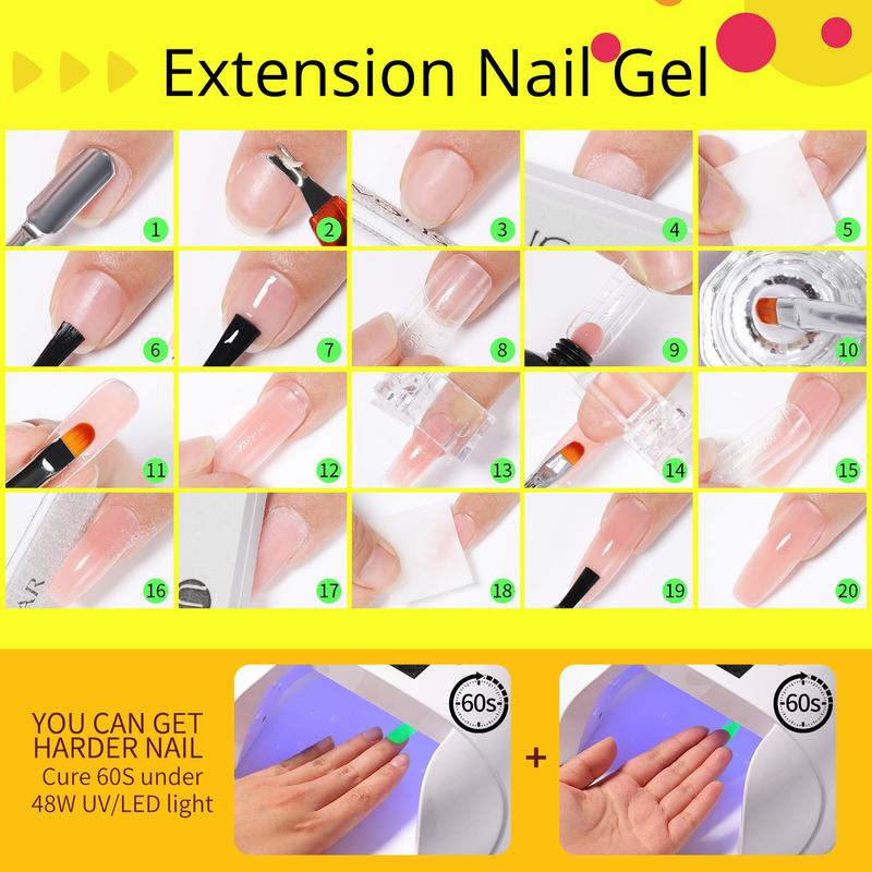 UR SUGAR Neon Poly Nail Extension Gel Nail Polish Set 6 Colors Neon Green Yellow Orange Bright Colors Poly Nail Gel Polish Kit Long Lasting Soak Off Gel Polish Gift for Women&Girls Nail Art DIY At Home Nail Care