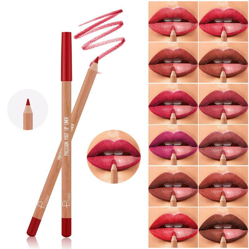 Lip Makeup Kit, 12pcs Matte Lip Liner Pencil & 4 Counts Fruit Lip Oil Set, Suitable for All Occasions Lip Makeup, Girls Makeup Accessories