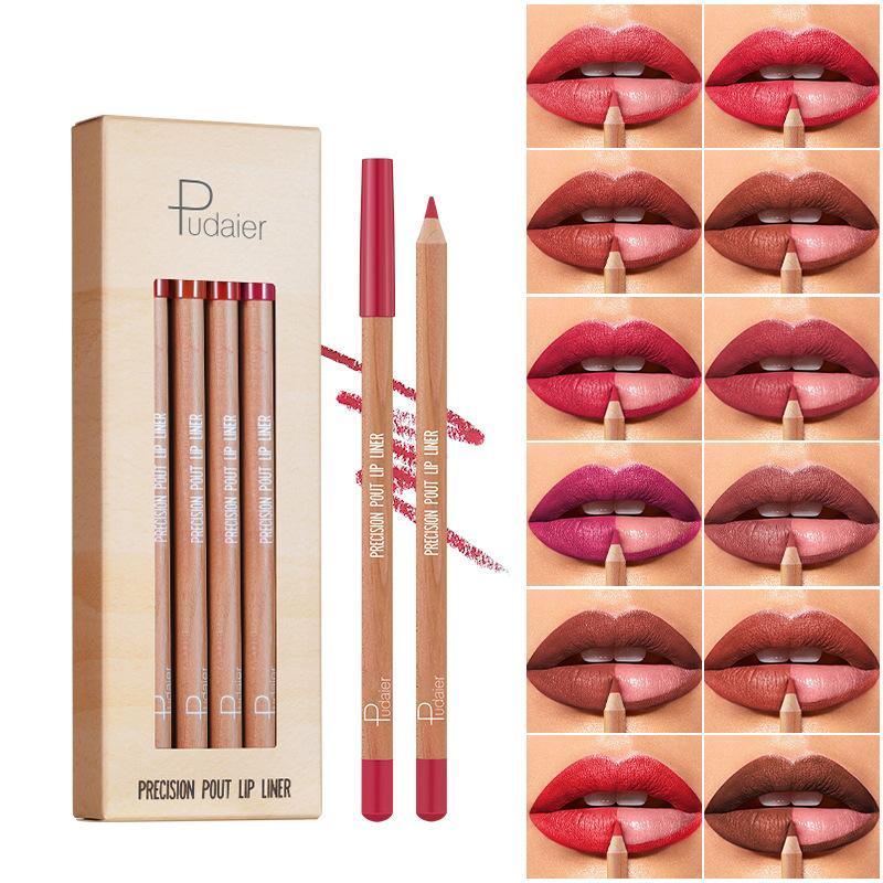 Lip Makeup Kit, 12pcs Matte Lip Liner Pencil & 4 Counts Fruit Lip Oil Set, Suitable for All Occasions Lip Makeup, Girls Makeup Accessories