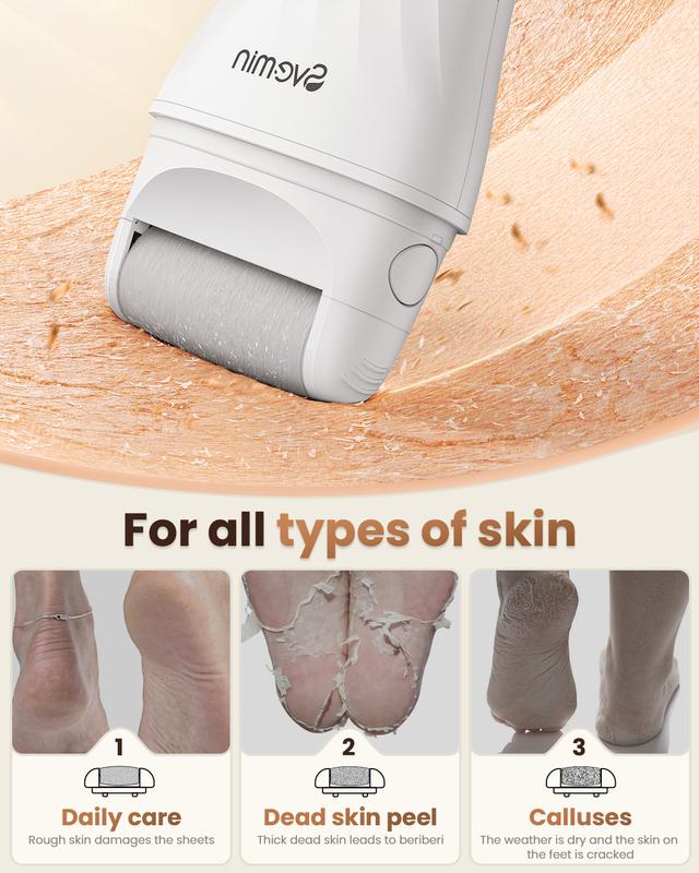 Svemin Electric Foot Callus Remover, Portable Rechargeable Electronic Foot File Pedicure Kit, Waterproof and Washable, Ideal Gift for Summer Foot Care