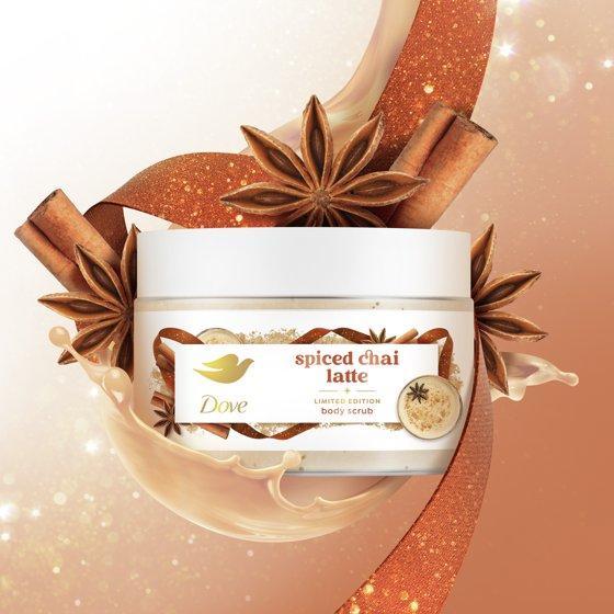 Dove Spiced Chai Latte Body Scrub for Deep Nourishment Holiday Treats Limited Edition, 10.5 oz