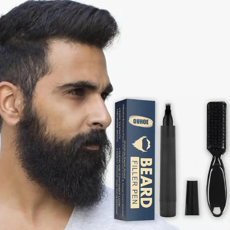 Beard Filler Styling Pen with Brush, 1 Count Beard Strengthening & Thickening Pen with 1 Count Comb Brush, Men's Care Product Kit