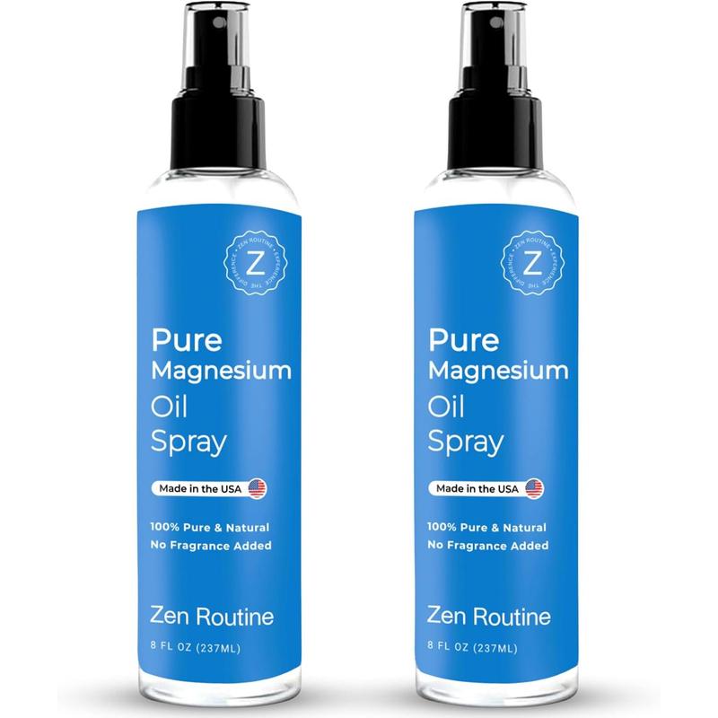 Pure Organic Magnesium Oil Spray | Fast Absorbent | Promotes Calm Sleep & Relaxation | Made in USA 8 fl oz 237ml (2 Pack)