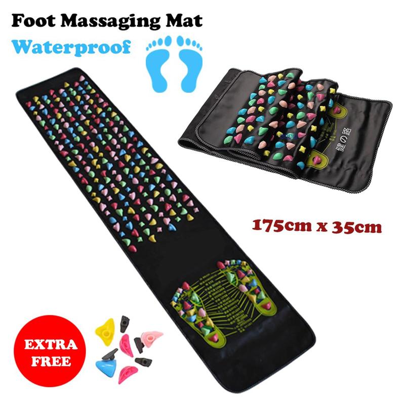 Shumeijian Feet Mat, Shumeijian JH-2008A Reflexology Walk Stone Foot Massage, Reflexology Walk Massager Mats, Foot Acupressure Mat for Body Foot Leg (XL 13.78 * 68.9 in)