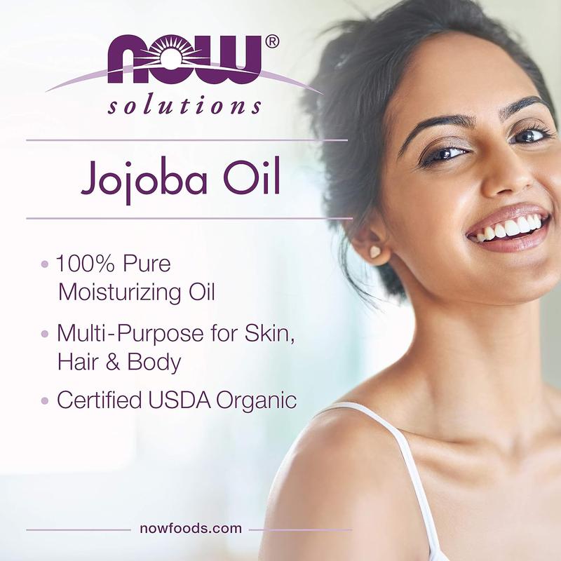 NOW Solutions, Jojoba Oil, 100% Pure Moisturizing, Multi-Purpose Oil for Face, Hair and Body, 4-Ounce