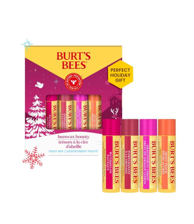 Burt's Bees Christmas Gifts, 4 Lip Balm Stocking Stuffers Products, Assorted Mix Set