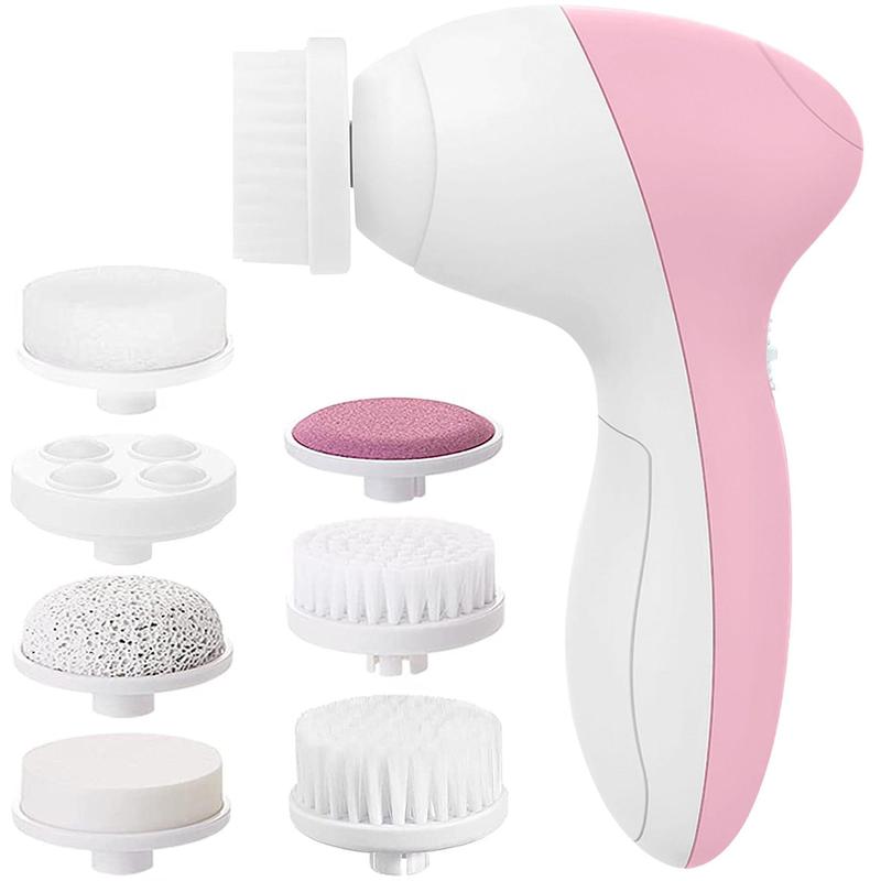 7 in 1 Electric Facial Cleansing Brush, Halloween Gifts Christmas Gifts Fall Gifts, 1 Set Silicone Scrub Spin Sonic Facial Cleansing Brush with 7 Multifunctional Replacement Brush Heads, Skincare Products, Winter Gift, Christmas Gift