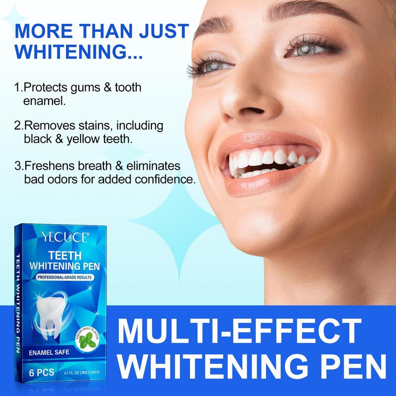 Teeth Brightening Pen, 6 Counts box Teeth Brightening Pens, Professional Teeth Whitening Products for Women & Men, Oral Care Products